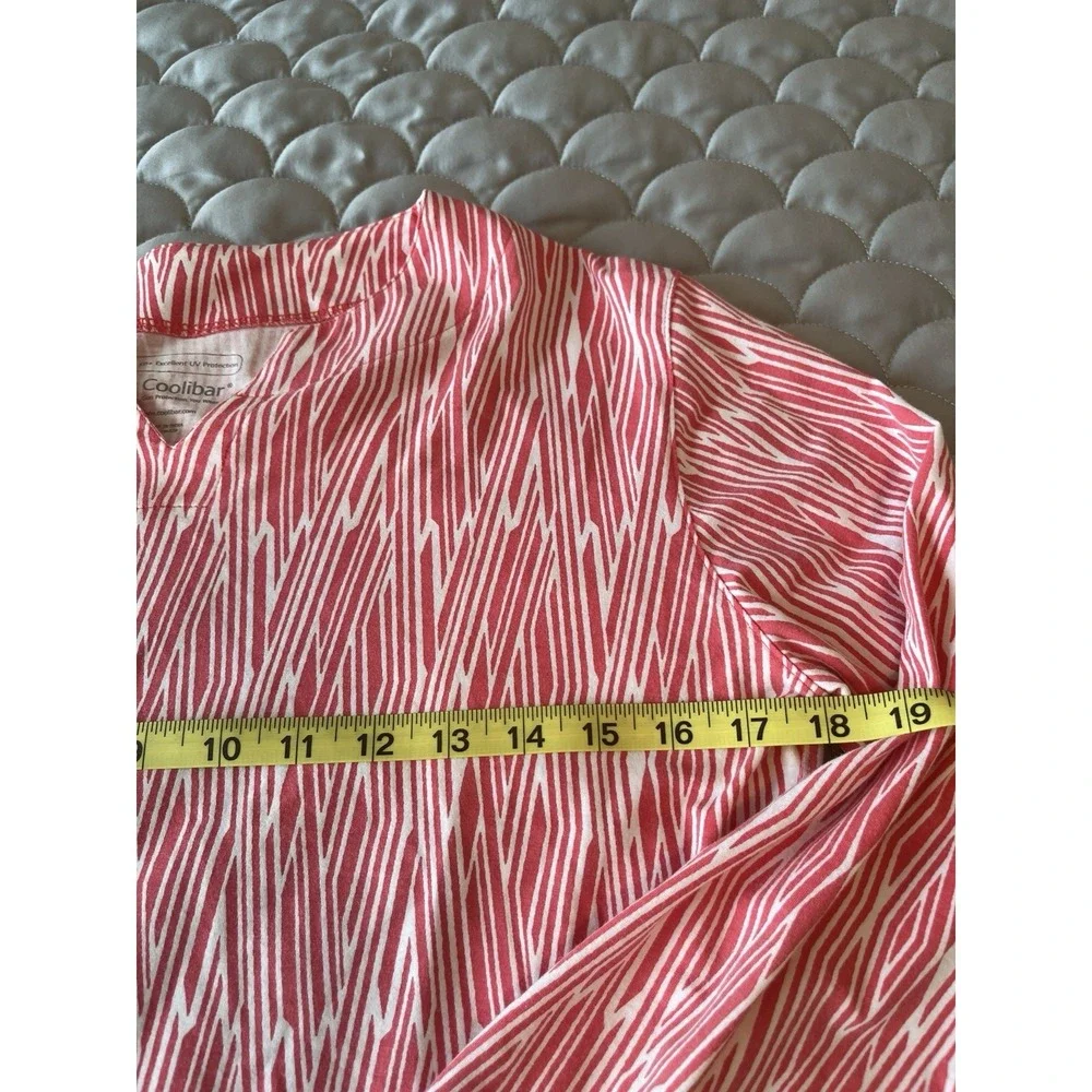 Coolibar Y Neck Sun Protection Coral Medium Print Stretch Shift Dress Coverup - Picture 4 of 6